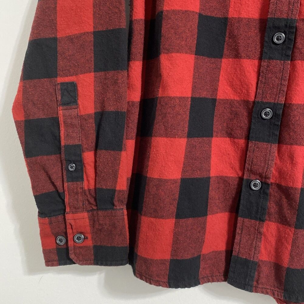 Eddie Bauer Shirt Men’s M Black Red Buffalo Check Plaid Flannel Gorpcore Cozy - Picture 9 of 11